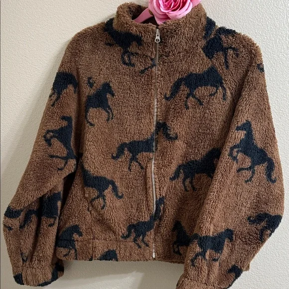 Brown Horse Pattern Women Sweater - Picture 3 of 6